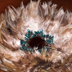 Vintage Tanner Brooch Crystal Rhinestone and Feathers